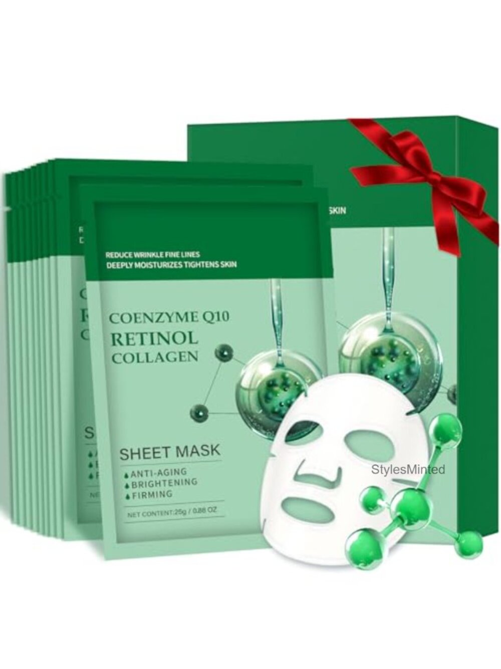 10 Pack Collagen Face Mask Coenzyme Q10 Retinol Anti Aging Hydrating